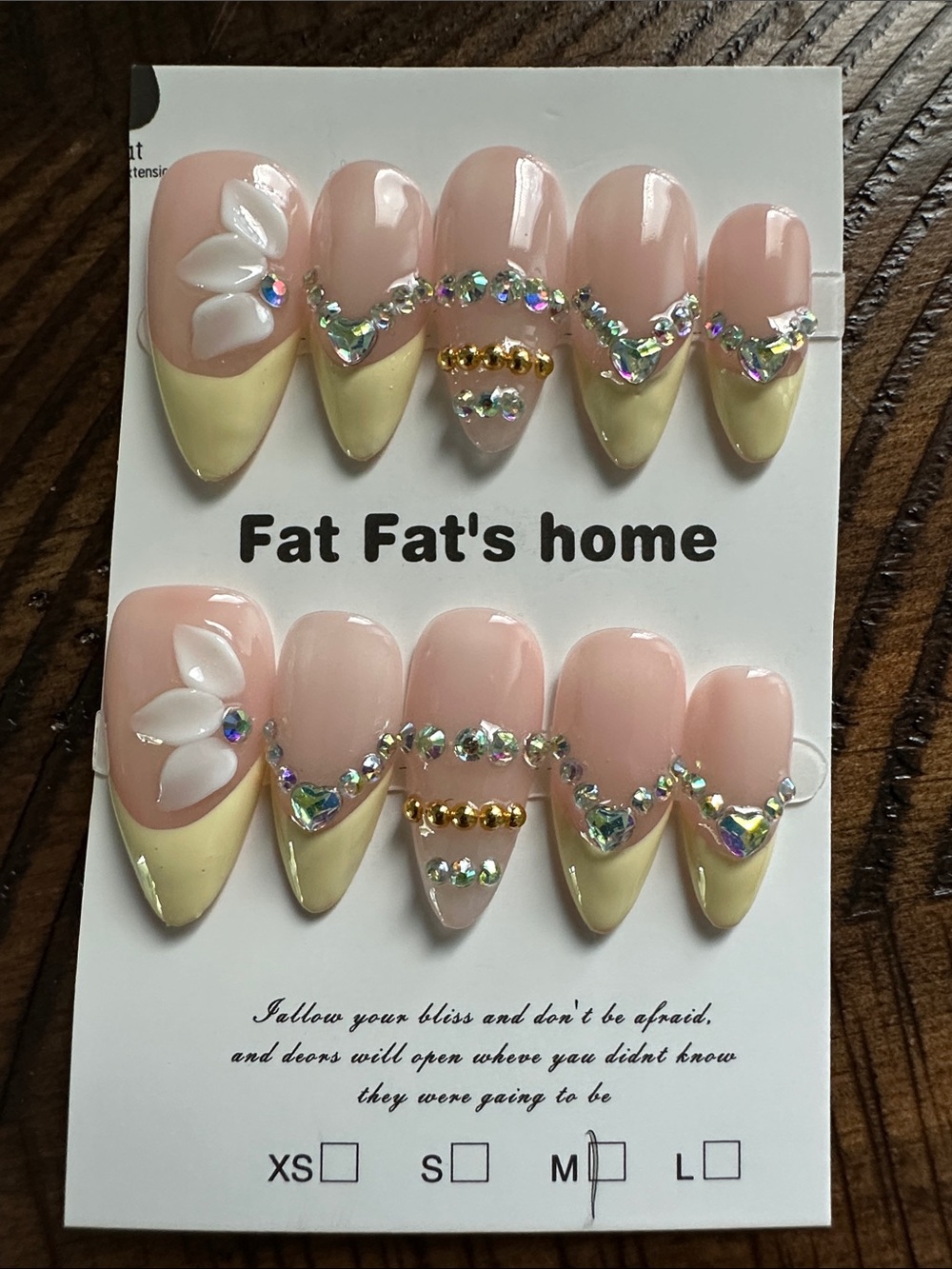 Pink and Cream Rhinestone French Tip Press-On Nails